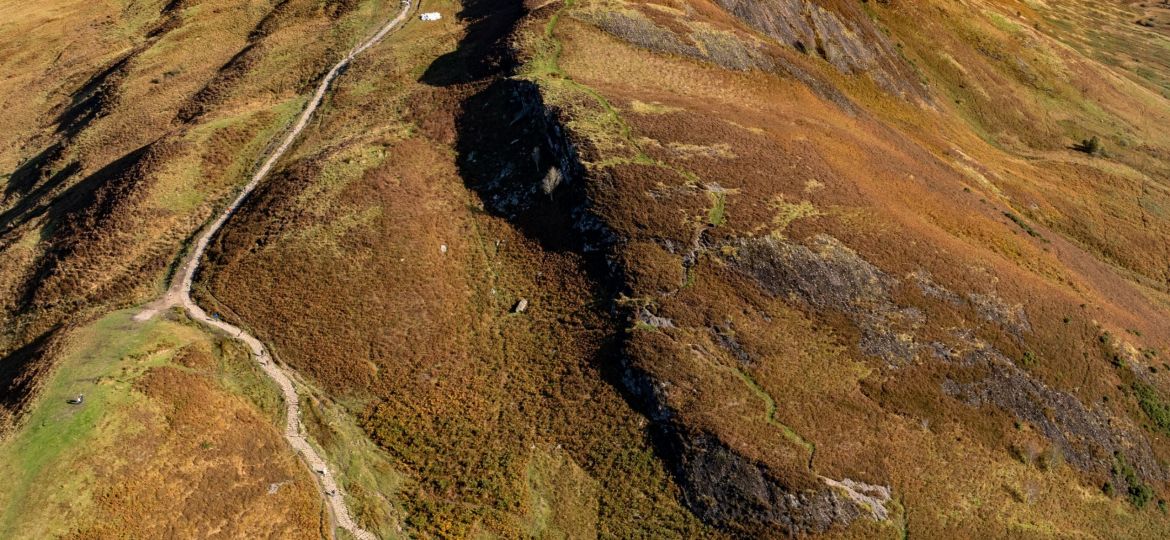 Aerial view of hill path