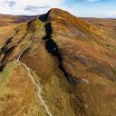 Aerial view of hill path